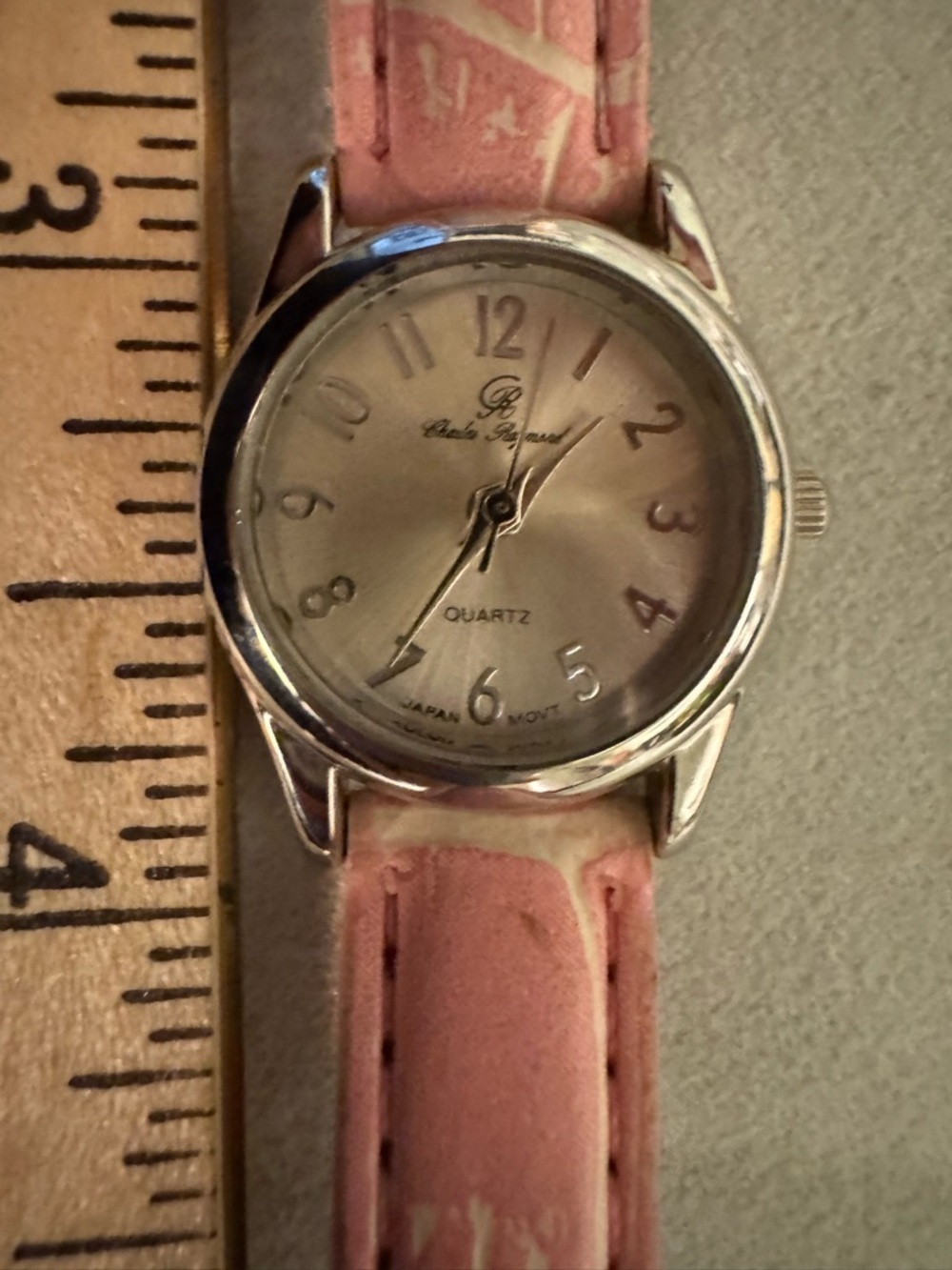 Charles David Pink Strap Silver-Tone Round Watch